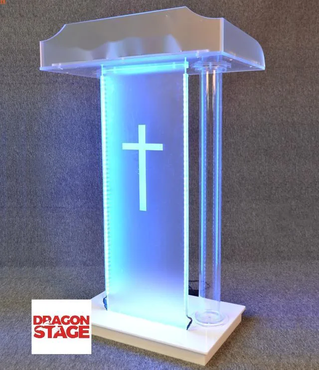 Dragonstage Organic Glass Conference Acrylic Podium Lectern with Angled Reading Surface