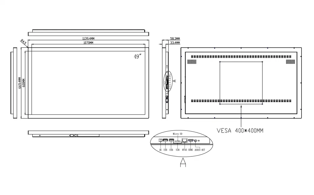 43 Inch Portable WiFi LCD Advertising Digital Signage Display for Retail Shop