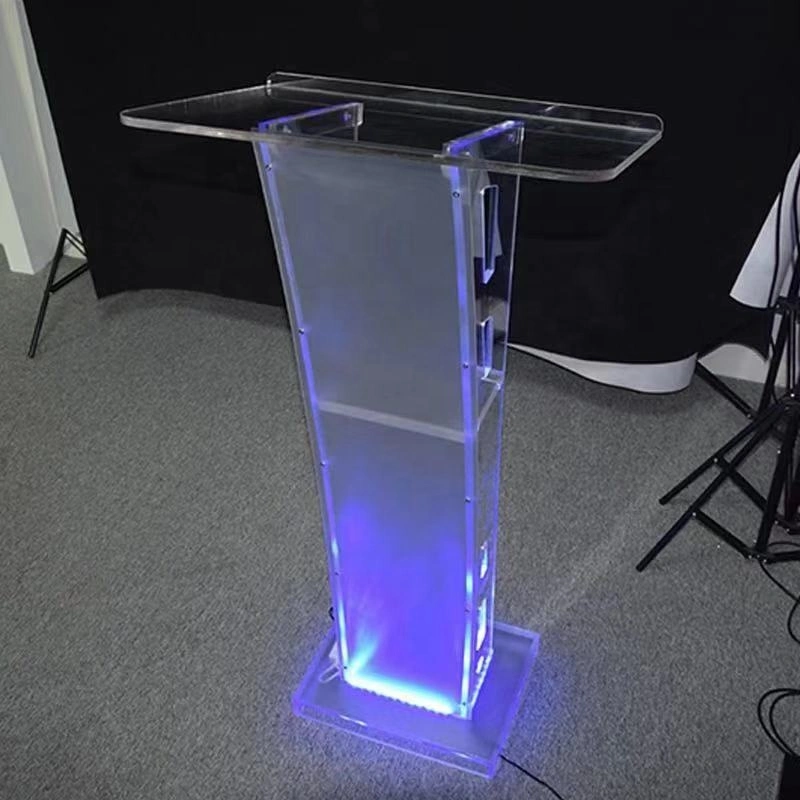 Contemporary Clear Acrylic Lectern & Podium with Storage Shelf Teacher Podium