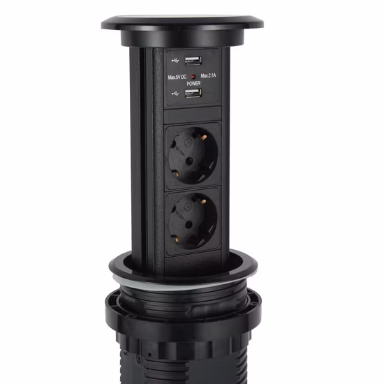 Prise électrique de bureau en aluminium, prise de panneau en aluminium avec USB