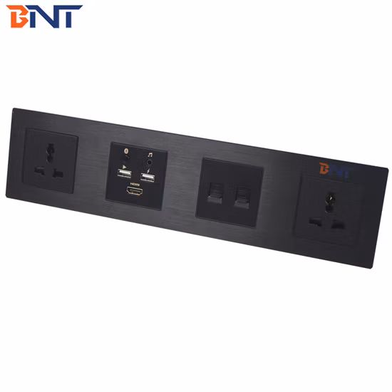 Prise universelle de bureau à coin rond, vente en gros d'usine, prise de courant montée sur un Hub multimédia mural avec USB